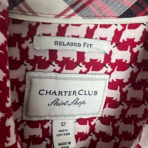 Charter Club Relaxed Fit Westie Scottish Terrier 100% Cotton Flannel Shirt 12 - Picture 7 of 8